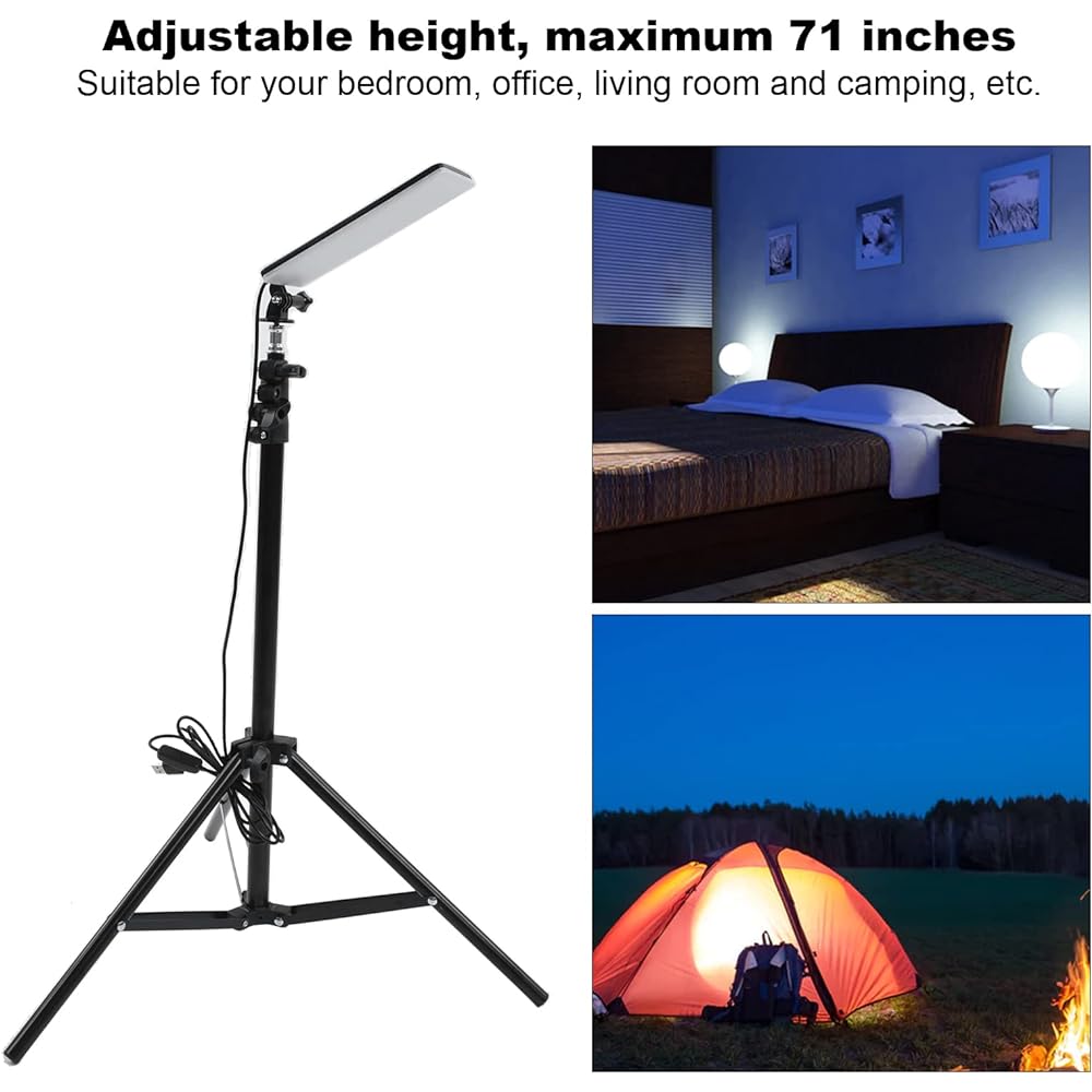 bakug LED Camping Light, Height Adjustable Outdoor Tent Lantern Light with Tripod for Night Fishing, BBQ, 5V 1680LM Photography High Brightness Work Light, Studio