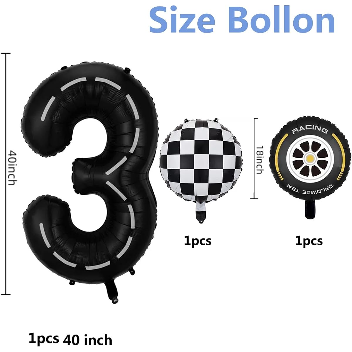 Race Car Birthday Balloons 40 Inch Race Track Boys Birthday Party Race Car Black Balloons Racing Theme Party Decorations Balloon Supplies 5pcs (Black 3)