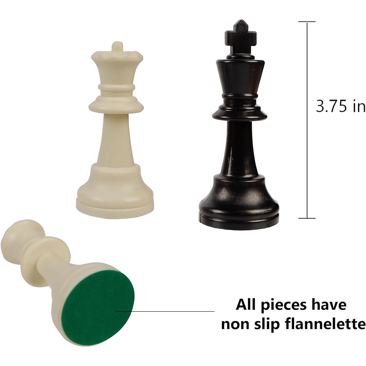 Juegoal Plastic Chess Pieces Only, 32 Pieces Chessman Pieces, 3.75 Inch King Figure Chess Game Pawn Figure Pieces, Replacement for Lost Pieces