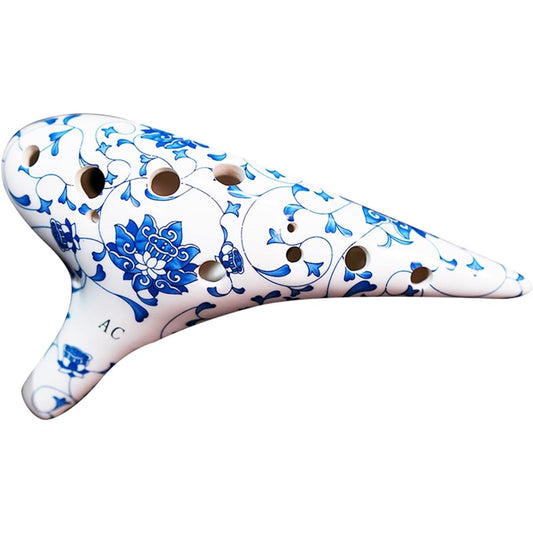 12 Holes Blue and White Porcelain Alto C Key Ocarina Musical Instrument Self-Taught Professional Playing Ocarina Ocarina Instrument