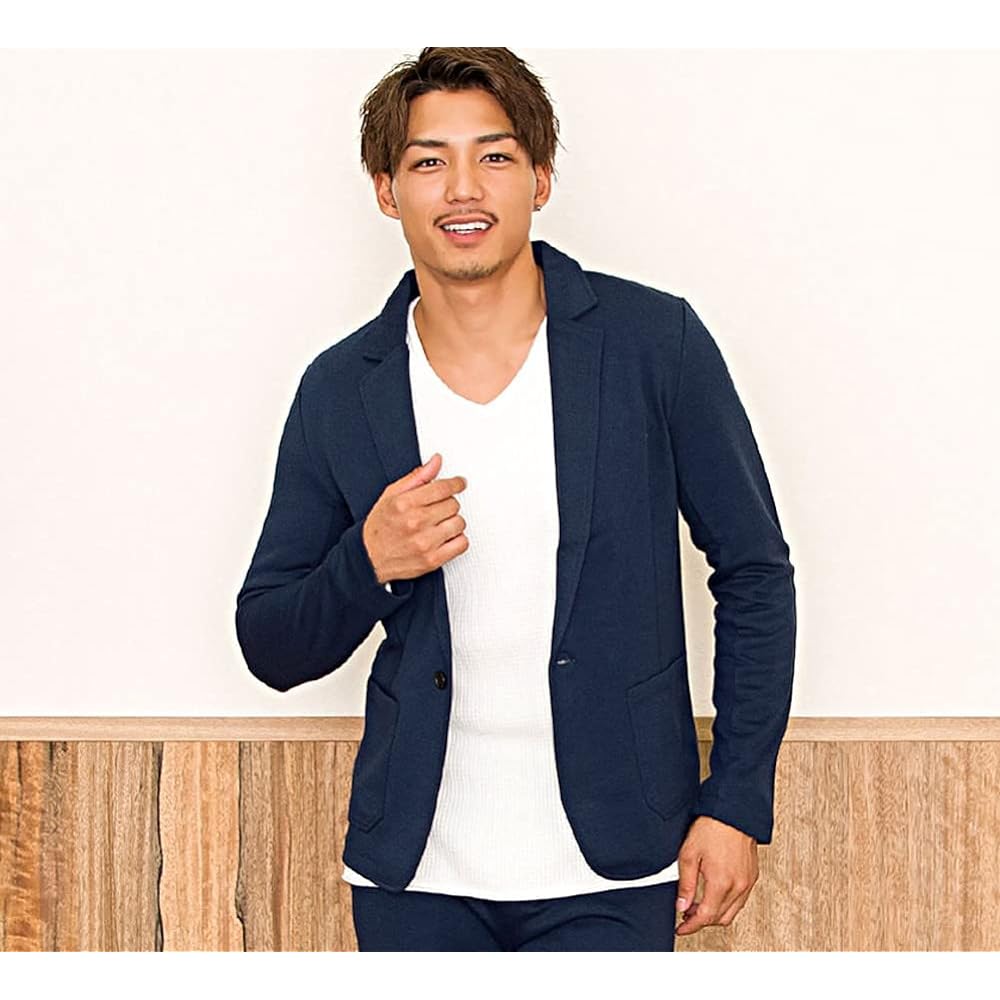 (Bitch) VICCI Men's Unisex Setup Cut Tailored Jacket Long Pants Stretch Top and Bottom Plain VIJP18-16