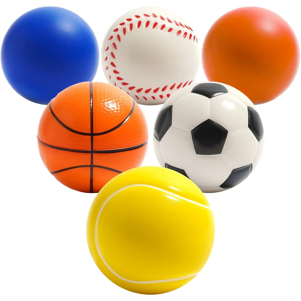 Toddler Balls 1-3 with Ball Stand, Yongg&Finch Soft Baby Ball Toys, Set of 6 Foam Balls, Boys Girls Sports Gifts for 1 2 3 4 5 Year Old Kids, Small Football Soccer Volleyball Softball Basketball Toys