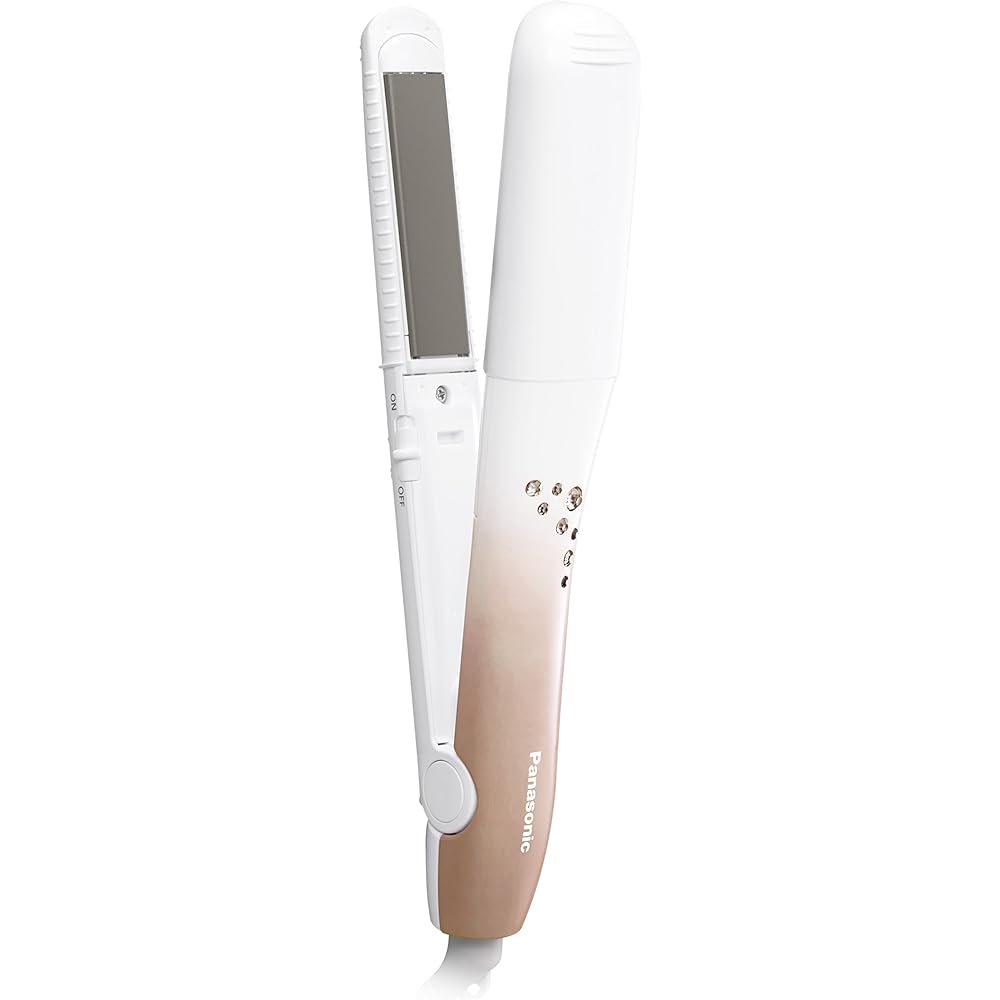 Panasonic Compact Iron for Curling and Straightening, Compatible with Overseas 3Way, Pink Gold EH-HV24-PN