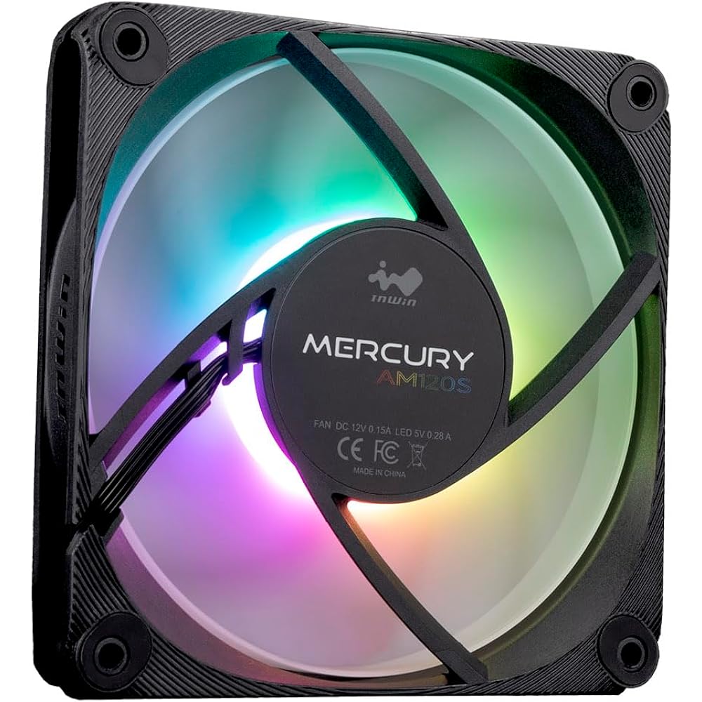 IN WIN 20mm thin yet high cooling and quiet 120mm ARGB fan pack of 3 [FN-AM120S-3PK]
