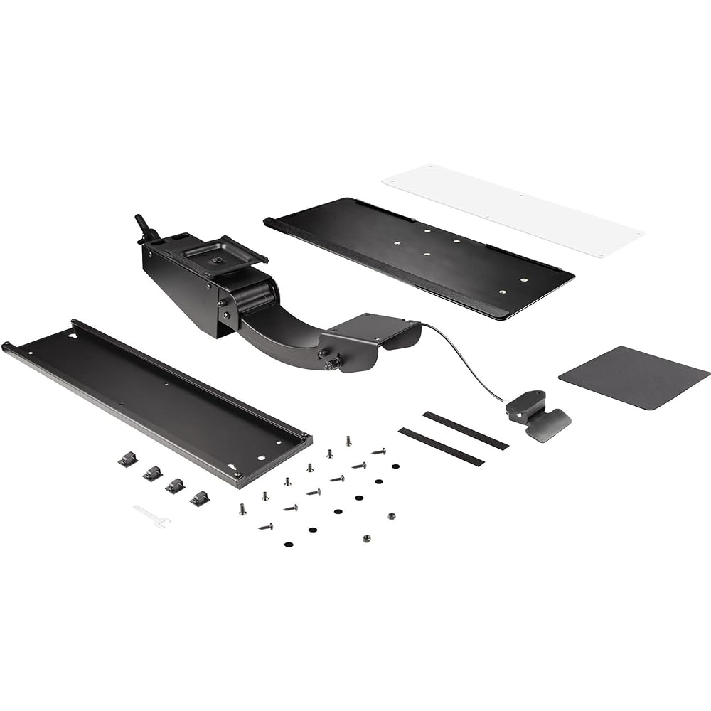 StarTech.com Sliding Keyboard Tray/Full Motion/Height Adjustable/Retrofit Keyboard/Mouse Tray/255mm x 670mm/Table Mount Compatible Ergonomic Slider/Wrist Rest & Mouse Pad Included KBTRAYADJ2 Black