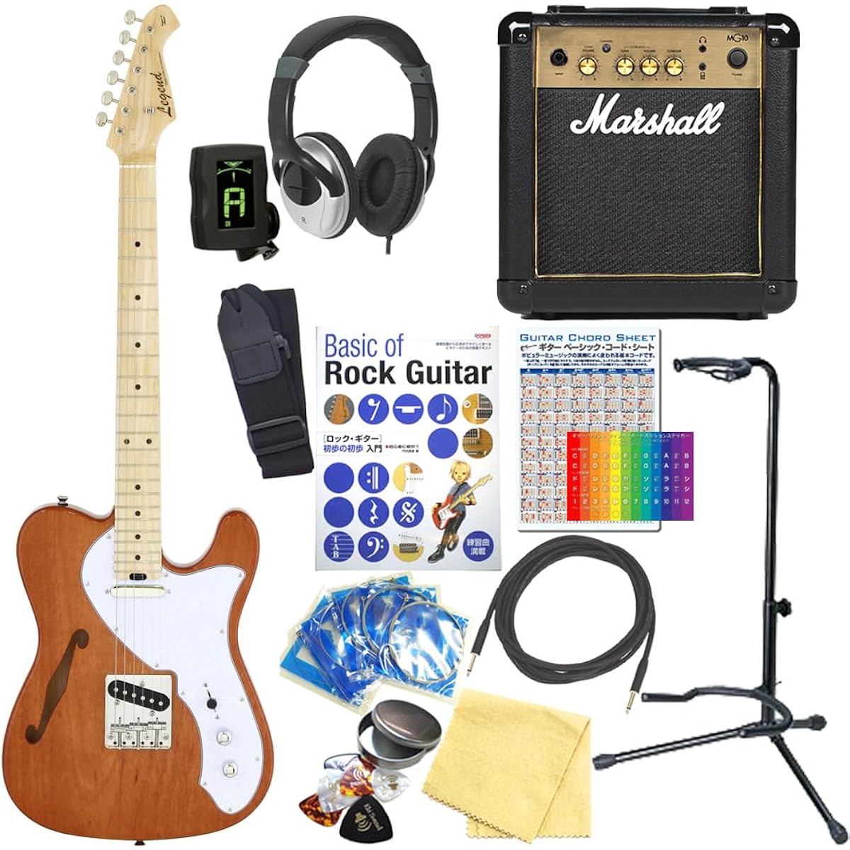Electric Guitar Beginner Set Telecaster Thinline Type Marshall Amplifier 15-piece Set Legend LTE-69TL N