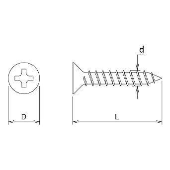 DAIDOHANT Black Tapping Screw [Countersunk Head] (Nominal Diameter D) 4 x (Length L) 30 x (Head Diameter D) 8 mm [Iron] Approx. 6 pieces 10183766