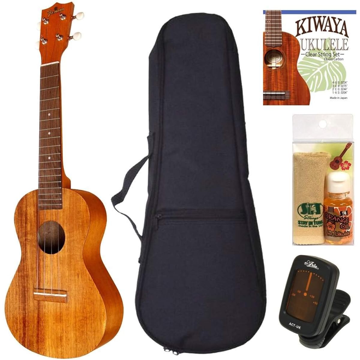 [Standard 5-piece set] Famous/Famous FC-5G Concert Ukulele Hawaiian Core