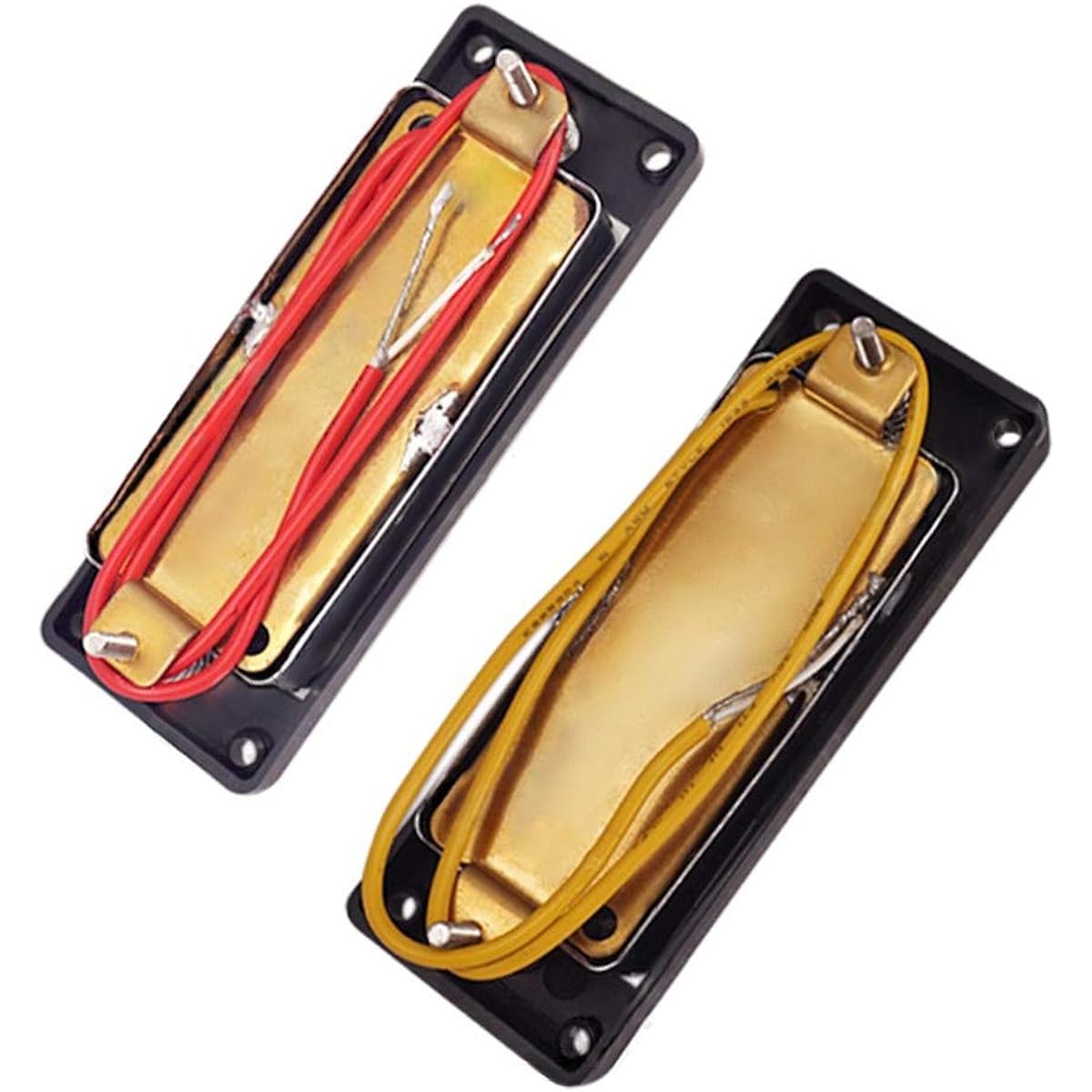 Mini 4-string bass guitar humbucker pickup black ring chrome set of 2