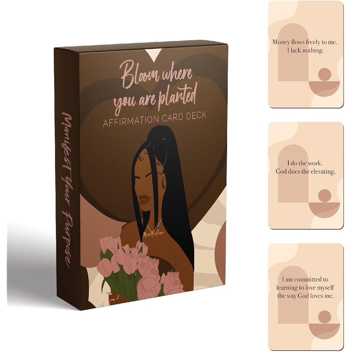 Manifest Your Purpose - Affirmations for Black Women - Bloom Where You Are Planted Affirmation Card Deck 52 Positive Affirmation Cards Daily Vows for Black Women