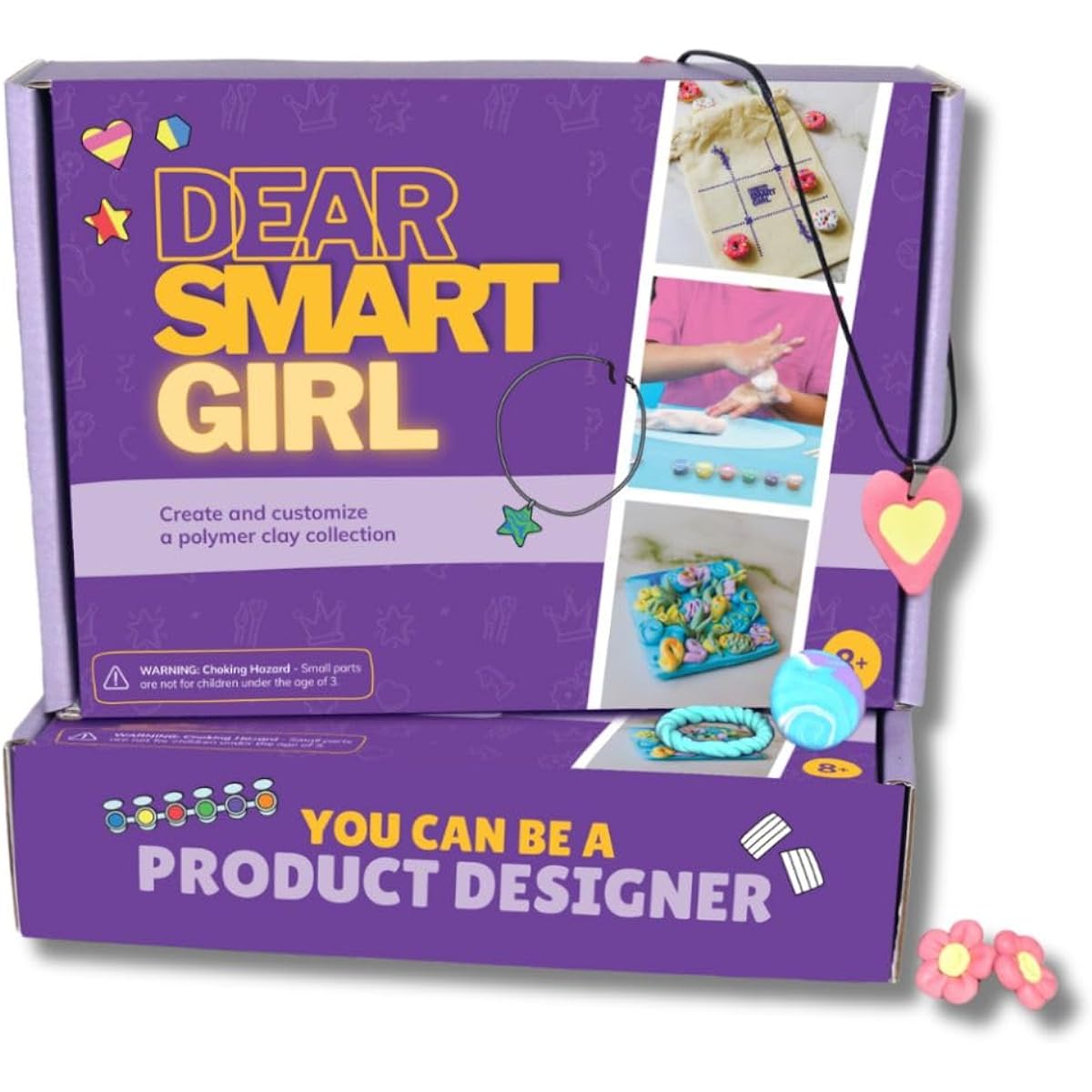 Dear Smart Girl DIY Polymer Clay: Product Designer Educational STEM Activity Kit, 12 Projects, Builds Confidence and Skills, Gifts for Girls Ages 6-12, Award-Winning STEM Educational Activities