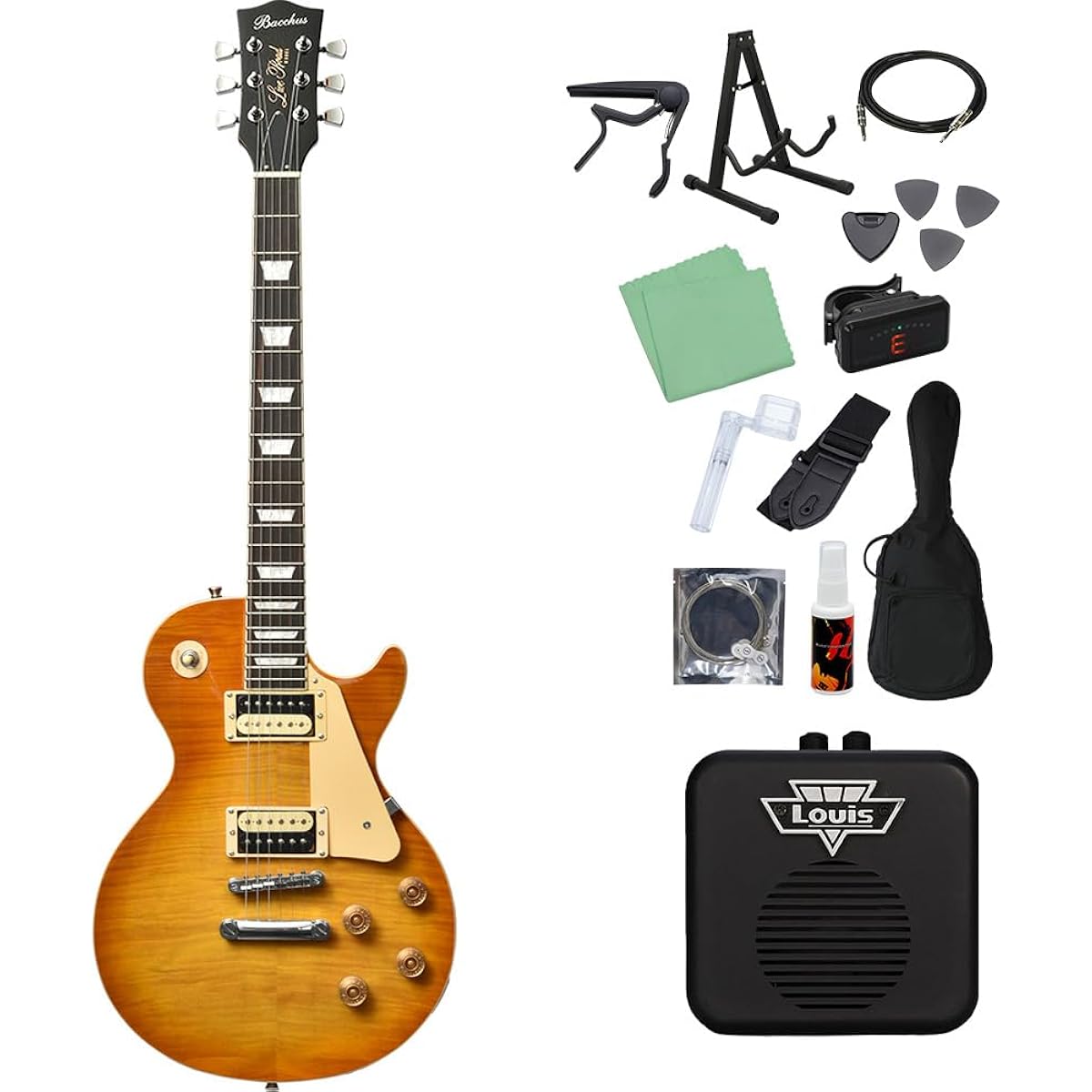 Bacchus BLP-FMH/R HB Electric Guitar Beginner 14-piece Set [With Mini Amplifier] Honey Burst Bacchus