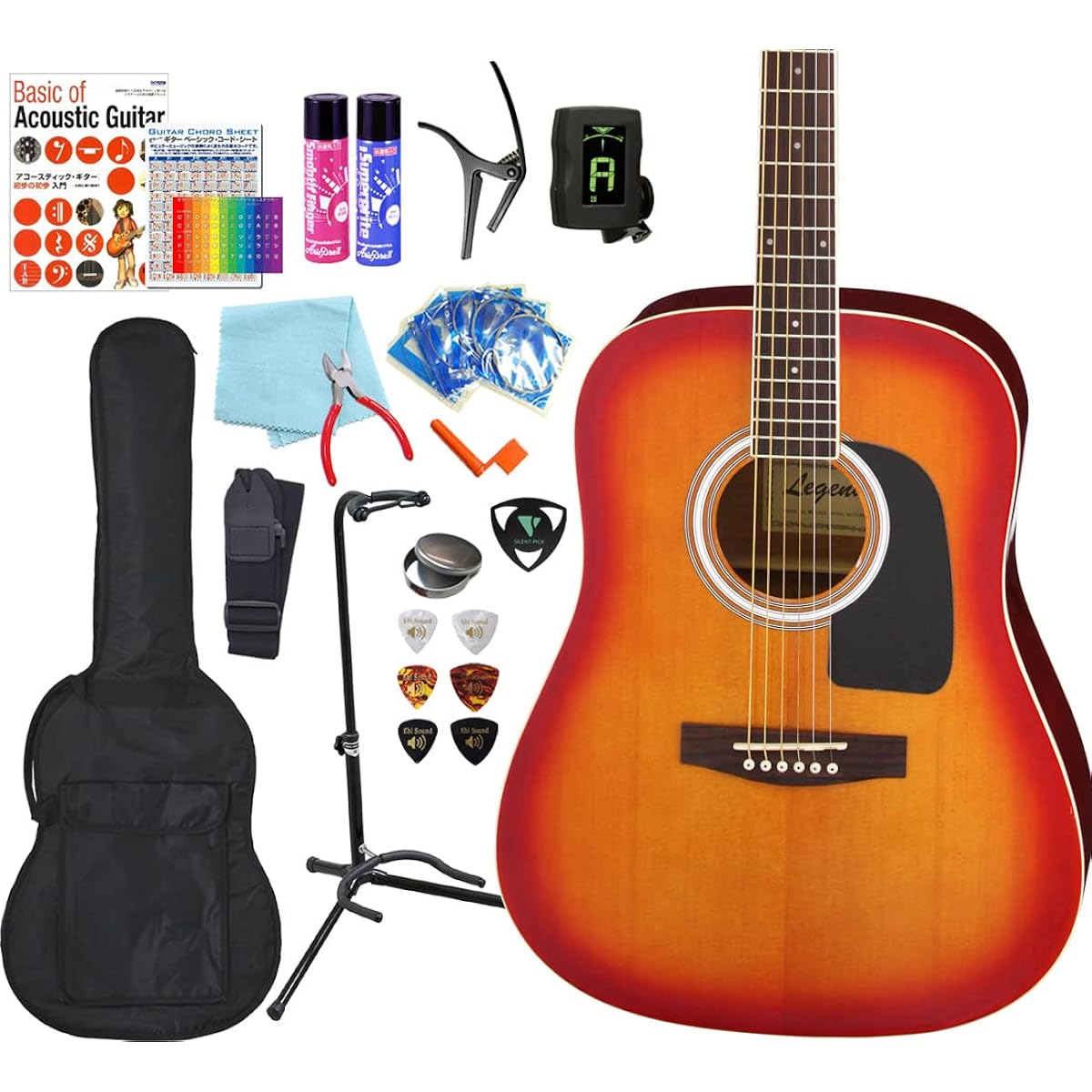 Acoustic guitar Western type Legend WG-15 Acoustic guitar Beginner 18-piece set CS [98765]