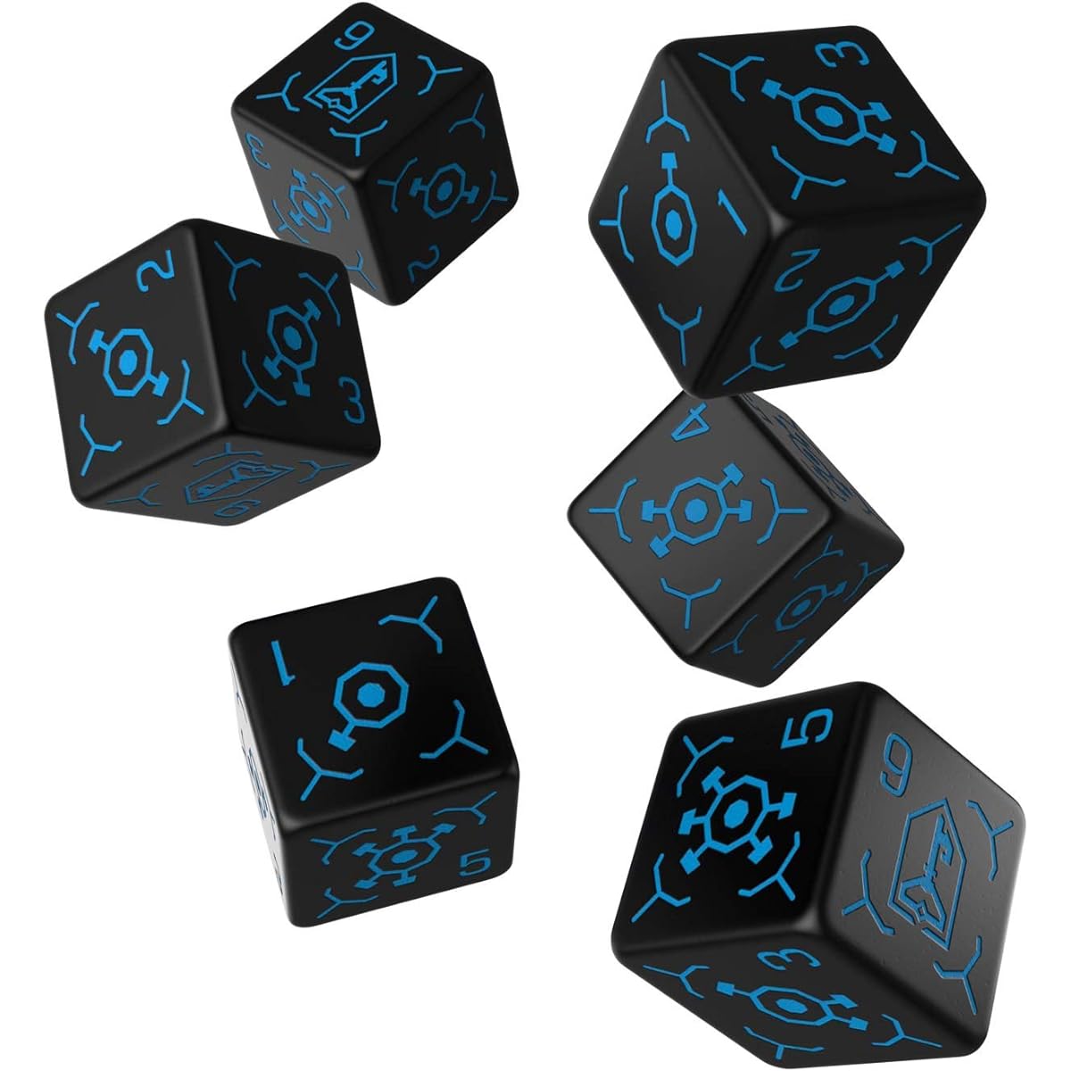 Q-WORKSHOP Ingress 6-sided x 6-piece dice set Resistance Black & Blue