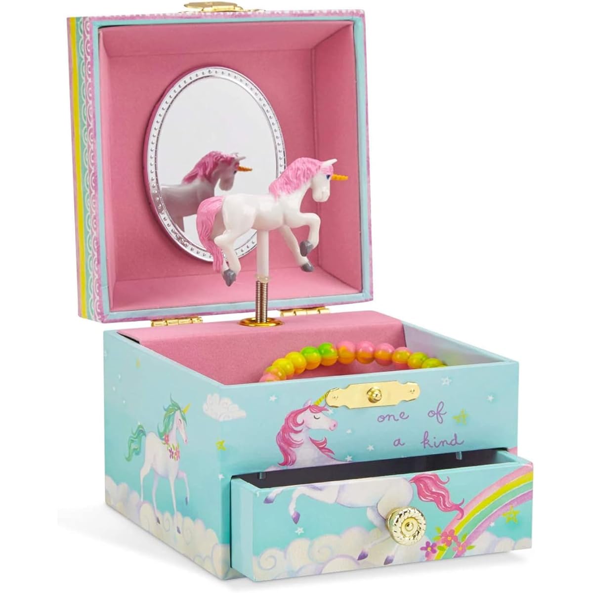 Jewelkeeper Musical Jewelry Box Unicorn Rainbow Design with Drawer Beautiful Dreamer Tunes