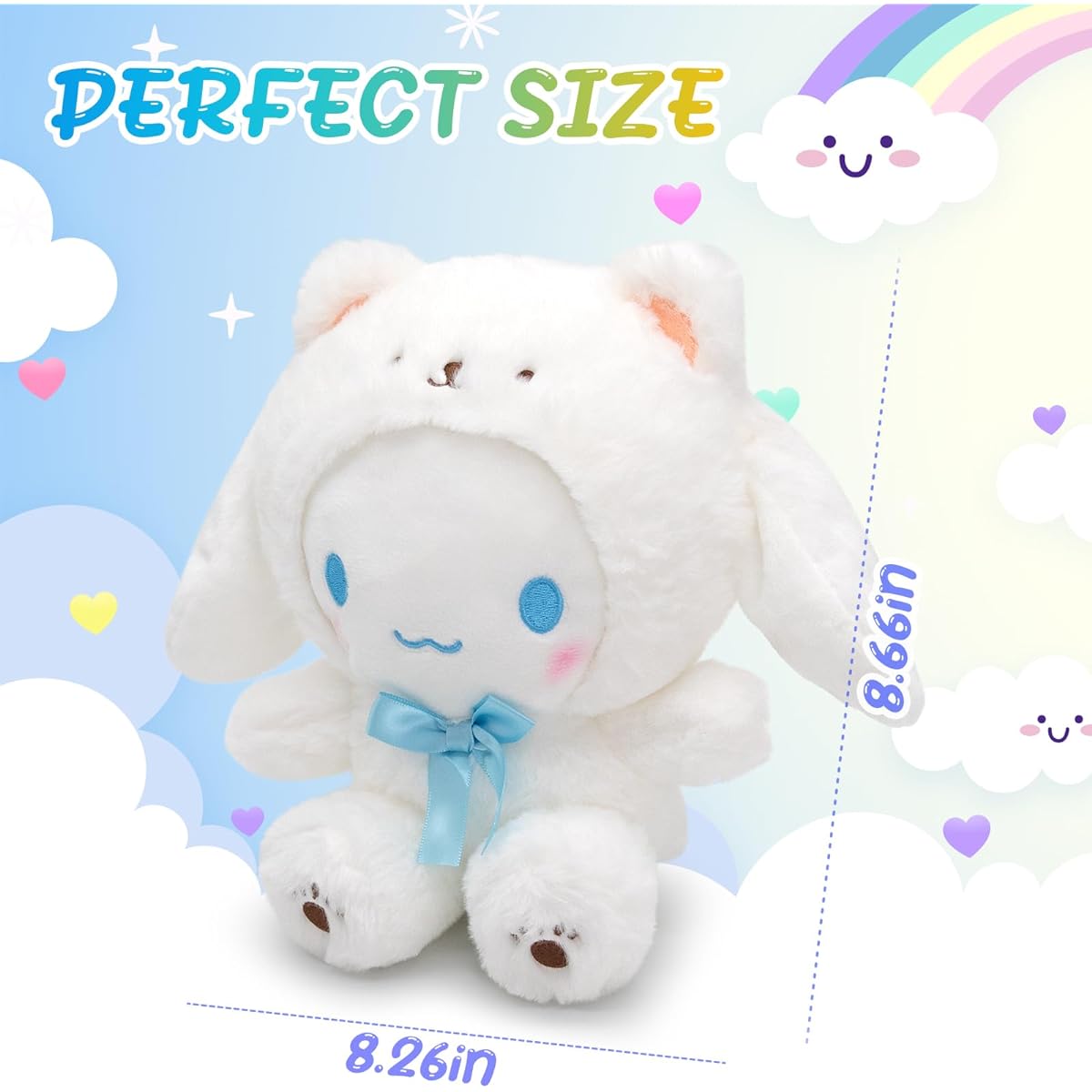 Kawaii Cinnamon Plush Doll 8" Cartoon Stuffed Animal Figure Anime Plush Pillow Toy Super Cute Cartoon Theme Party Favors Soft Lovely Plush Toys for Girls Teens Fans Birthday Decorations Blue