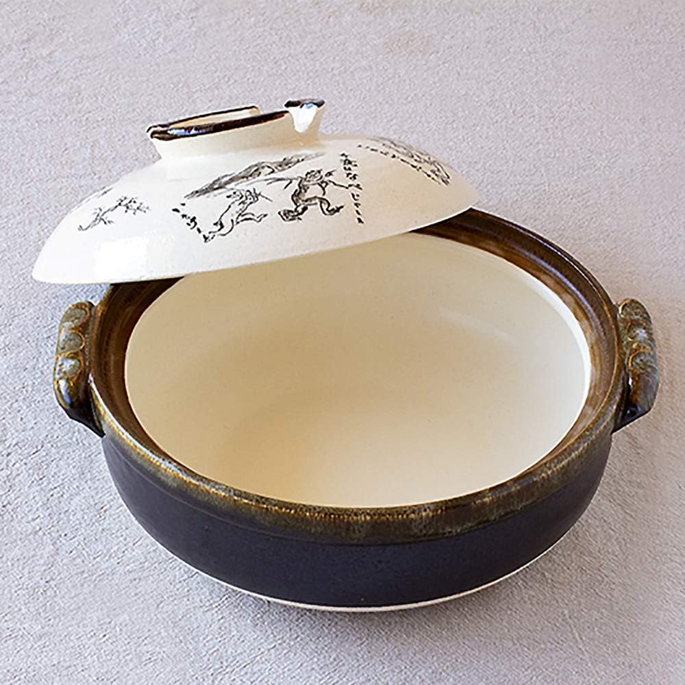 Saji Pottery Banko Ware Earthen Pot No. 8 Choju Giga Made in Japan 24-803 White 2400ml