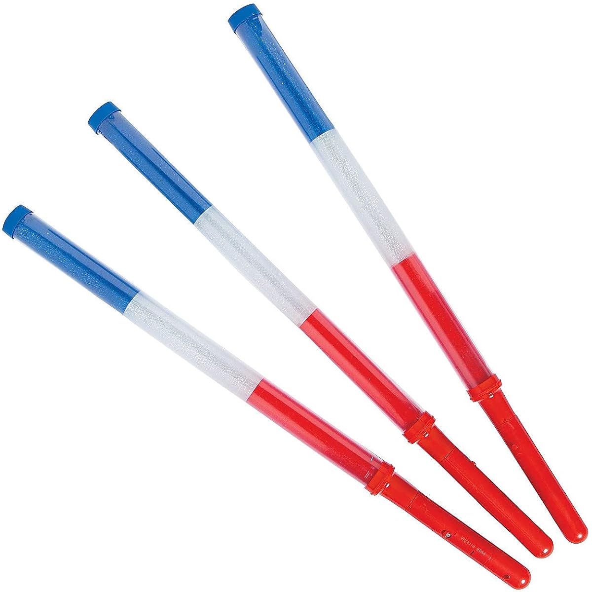 Fun Express USA Patriotic Light Up Flashing Baton Set of 6 4th of July Toys and Party Supplies