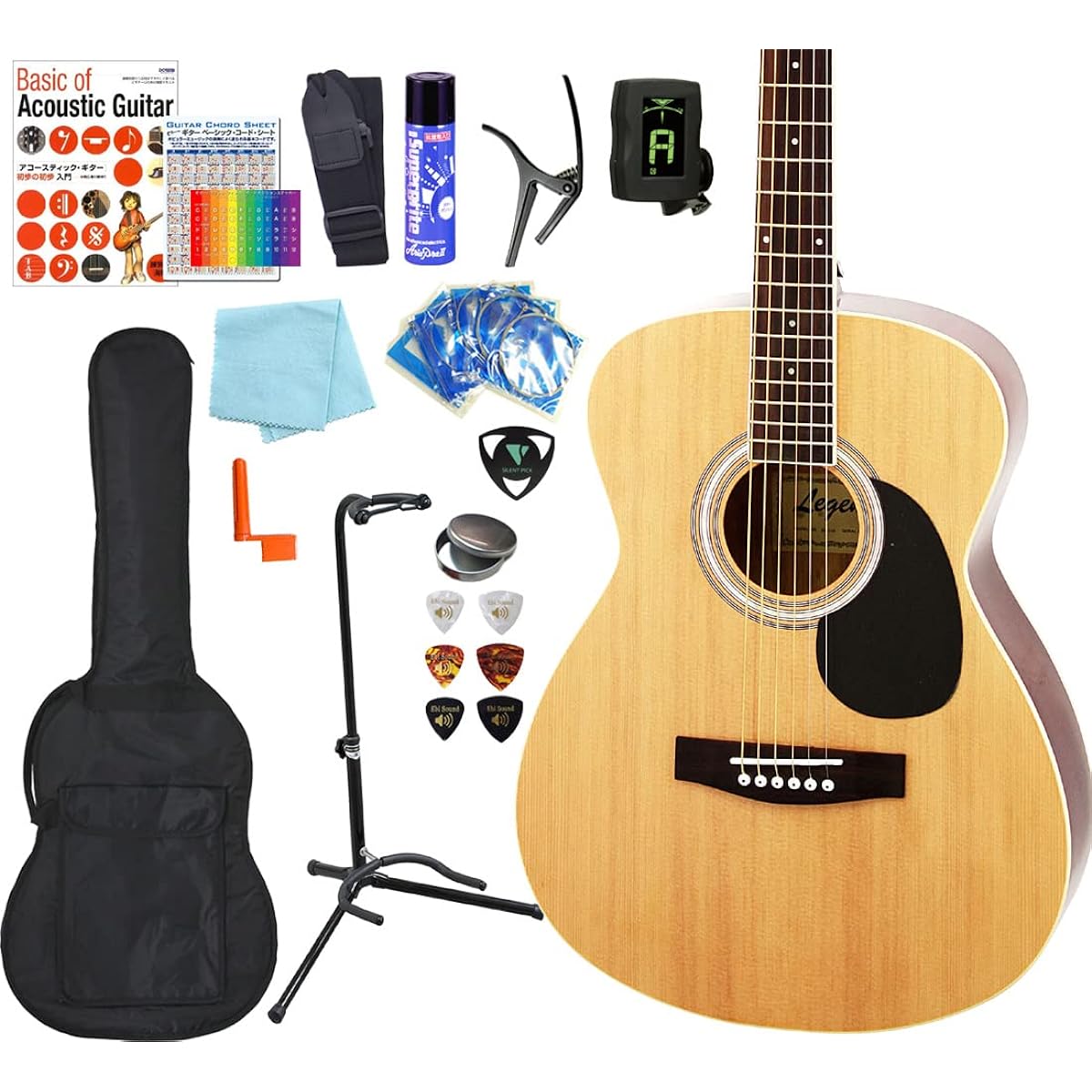 Acoustic guitar for beginners, high-grade 16-piece set, Legend FG-15, acoustic guitar for beginners, N [98765]