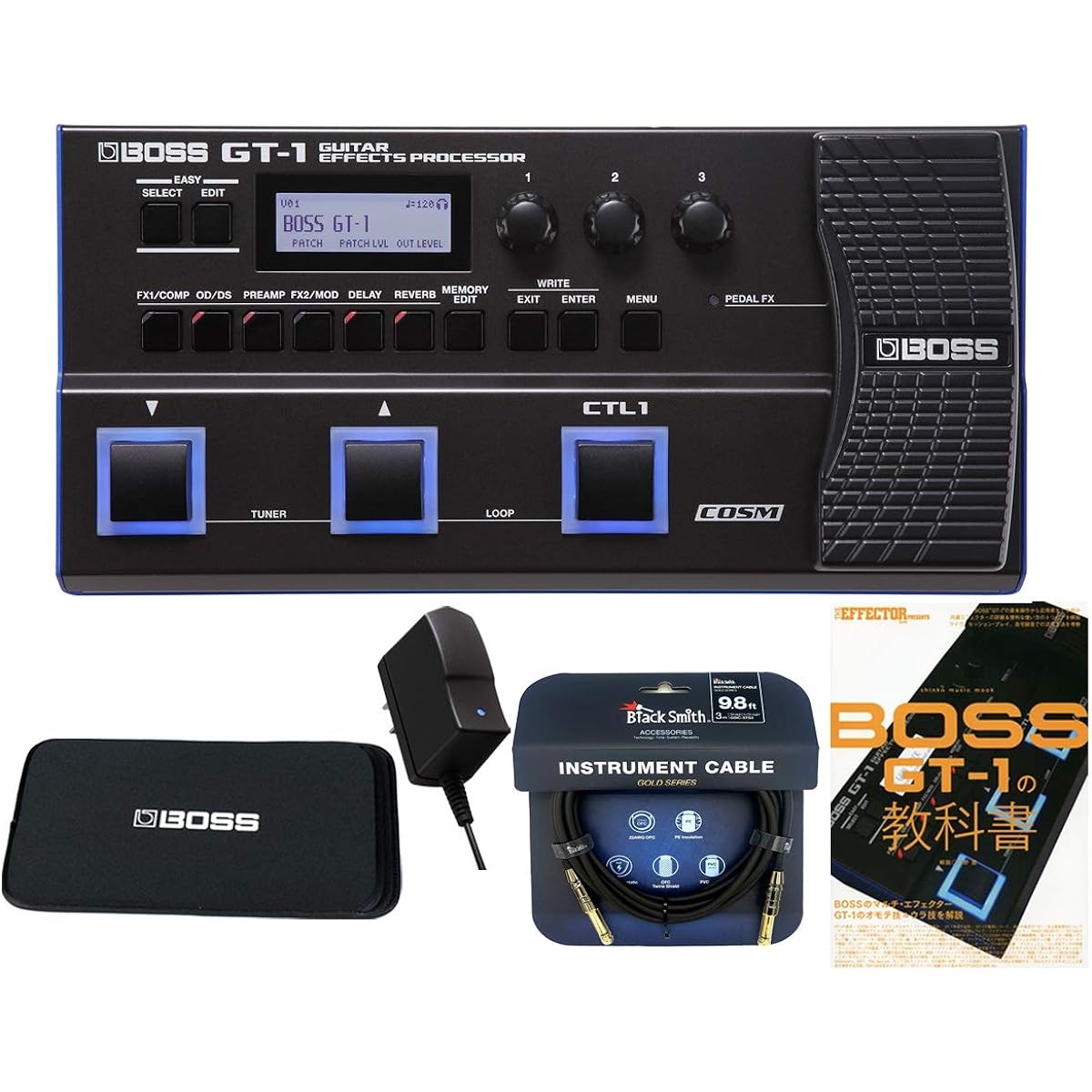 [Gold-plated shielded cable and sleeve case included] BOSS GT-1 multi-effector genuine adapter GT-1 set with textbook
