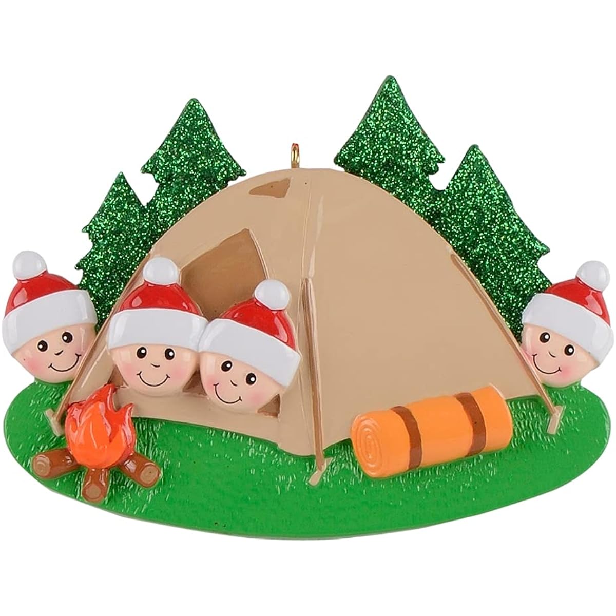 MAXORA Christmas Ornaments for a Family of 4 Camping - 4 Friends Camping Travel Ornaments - Custom Camping Tent Family Ornaments