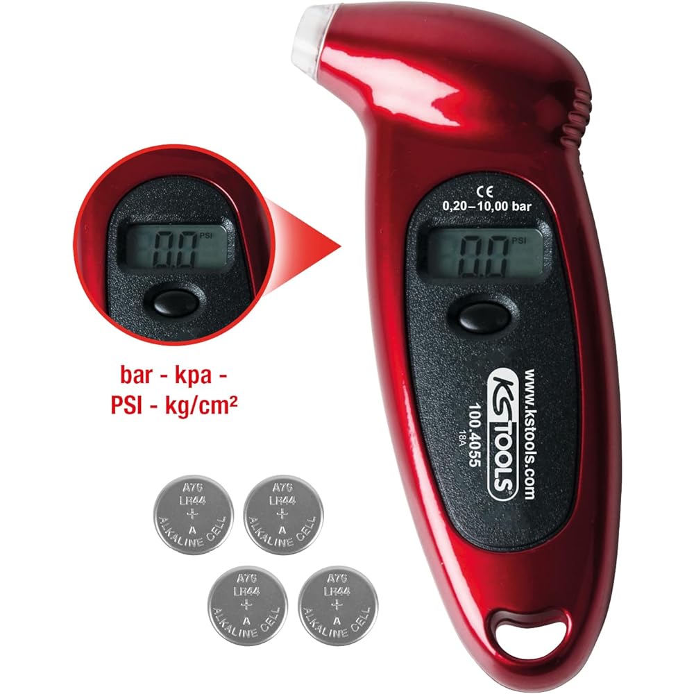 KS Tools Digital Tire Pressure Gauge 0.20~10.0 bar 100.4055