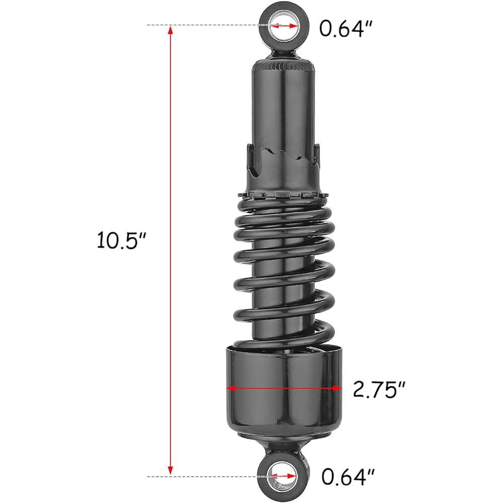 WSays 10.5" Lowering Kit Rear Shock Preload Adjustable Gloss Black Compatible with 1984-2021 Harley-Davidson Touring FLT/FLHT/FLHR/FLTR/FLHX