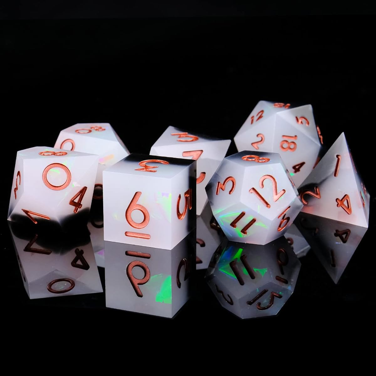Cttasty Dice Set Resin Sharp Edge DND Dice Set Handmade 7 Piece Polyhedral Dice Set DND RPG MTG Role Playing Game Dice Set D&D Dice Gift Case Included DND Dungeons and Dragon Dice (Justice Message)