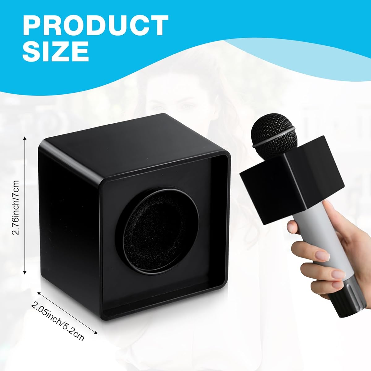 10Pcs Microphone Flag Station Portable Square Cube ABS Foam Mic Flag Logo Studio Equipment Mic Accessories for Reporter Host Interview (White, Black)