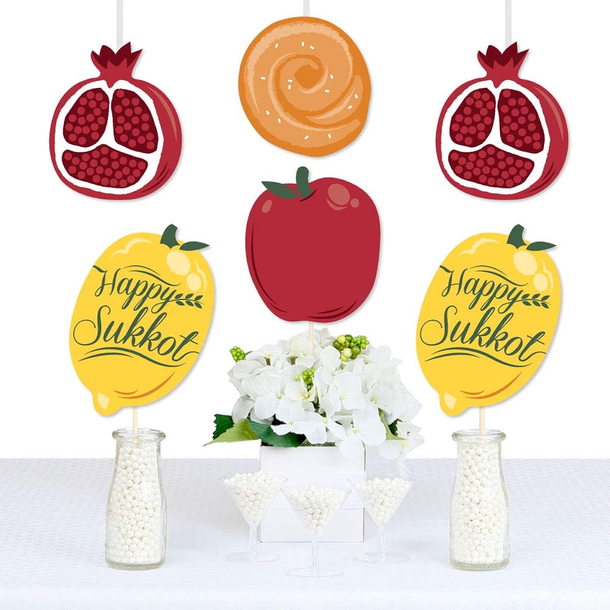 Sukkot - Apple Pomegranate Etrog Color Decoration DIY Sukkah Jewish Holiday Essentials - Set of 20