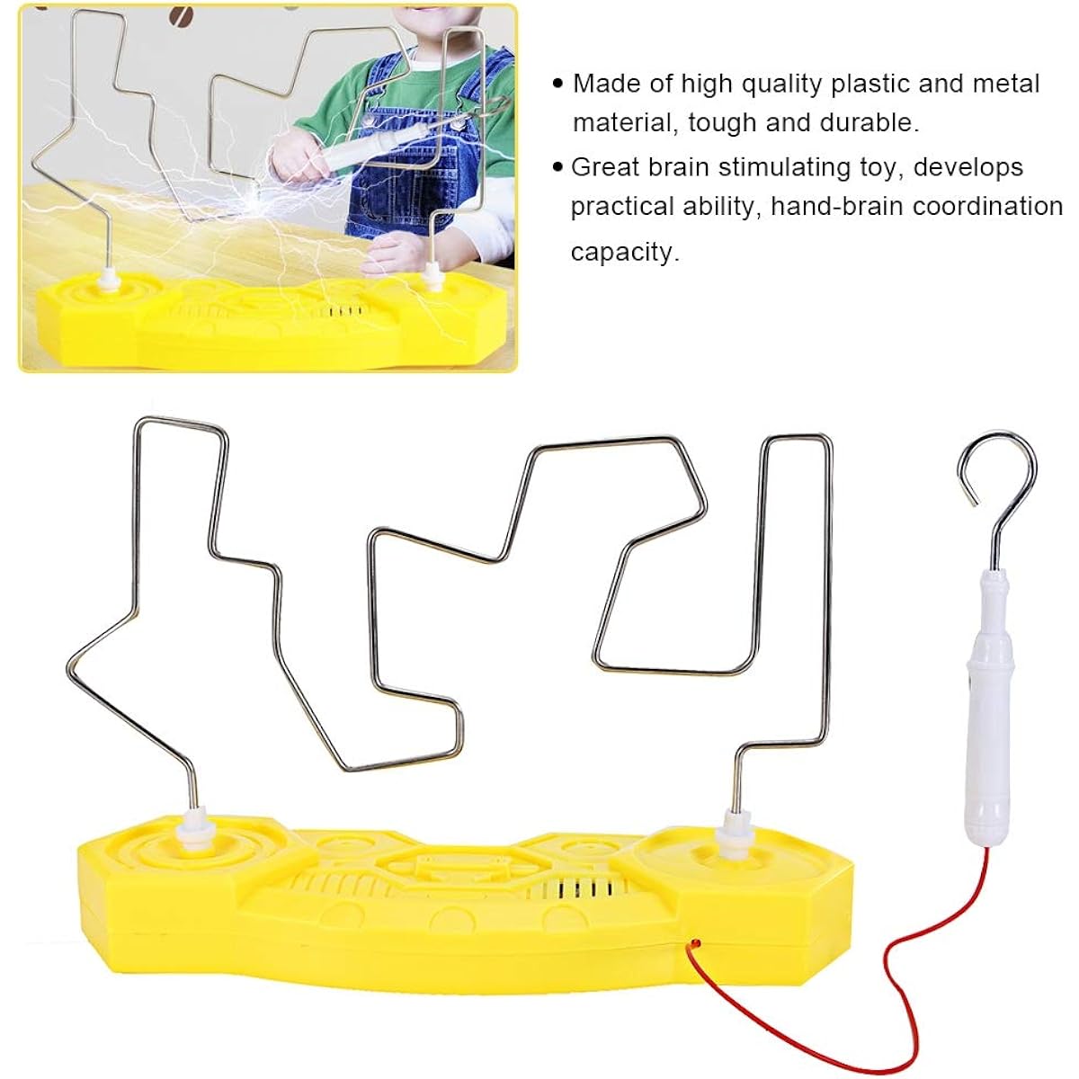 Jeanoko Electric Touch Maze Game, Convenient Brain Stimulation, Bright Colors, Safe Collision, Electric Shock Toy, Plastic and Metal, for Kindergarten (D126-1 Advanced)