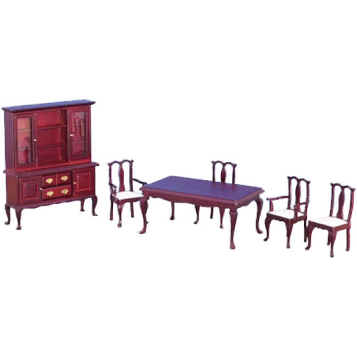 Miniature Dolls House Furniture 6 Piece Mahogany Set Dining Room Suite