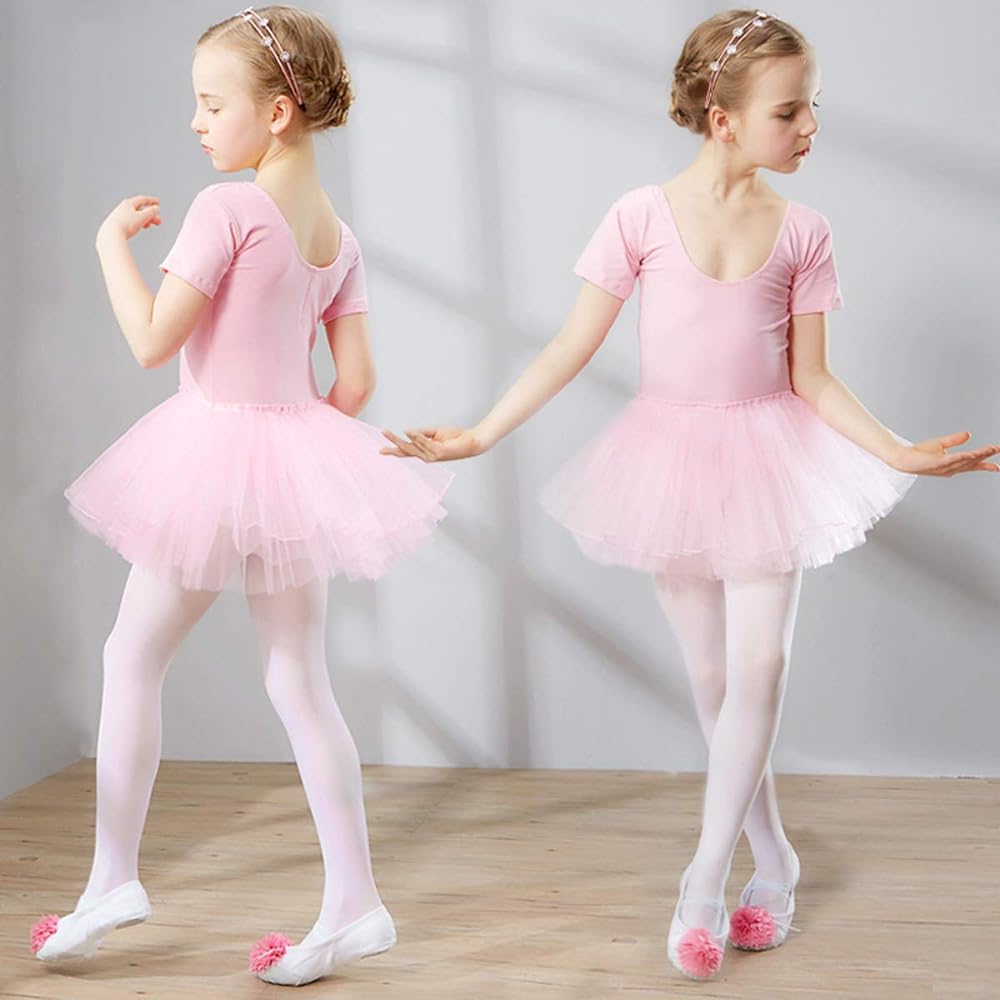 Ballet leotard for children, juniors, with skirt, ballet leotard, ballet practice clothes, gymnastics clothes, girls' practice clothes, lesson clothes, recitals, cotton, lace, cotton, short sleeve, ballet cf1003