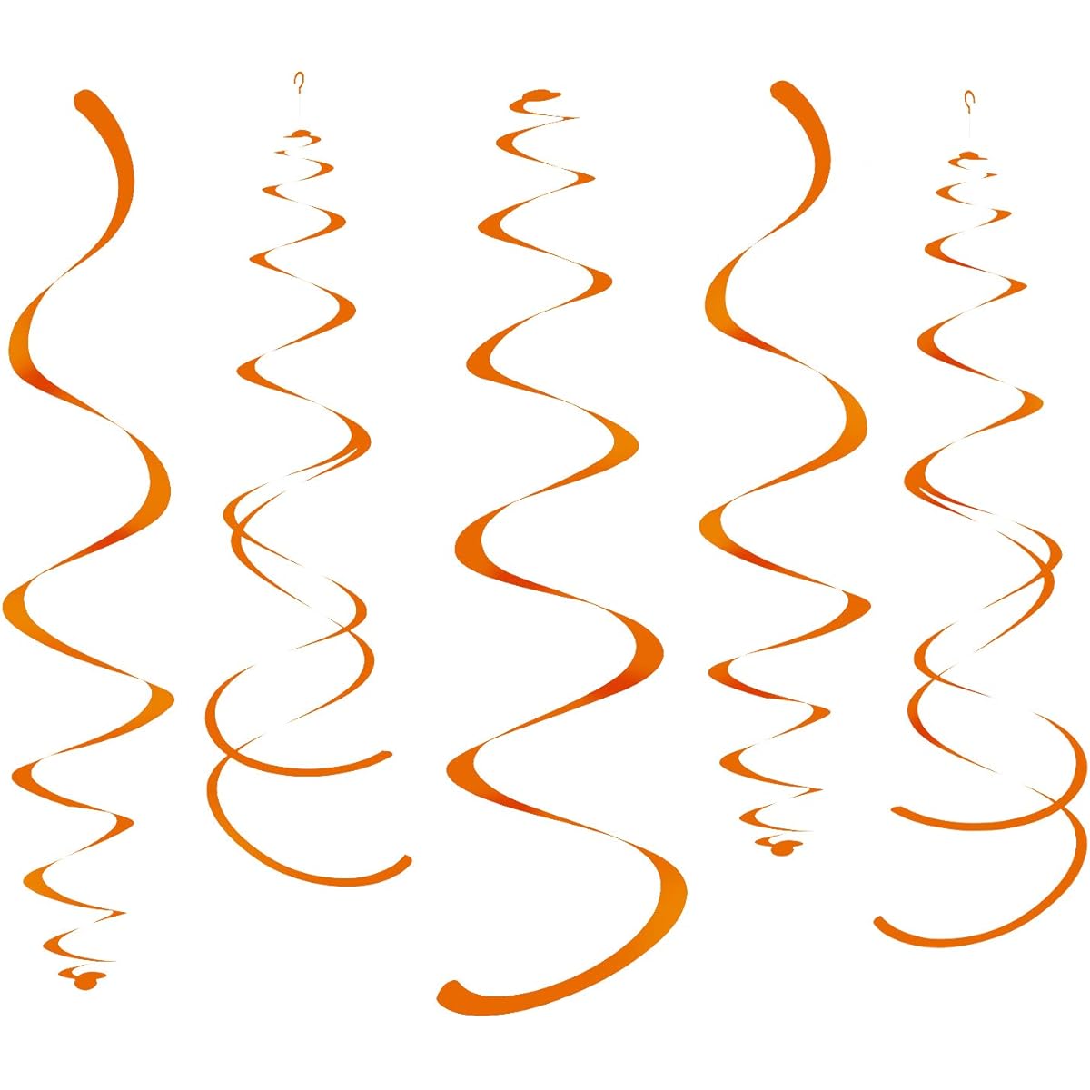 WEVEN 28 Pack Orange Party Hanging Swirl Decorative Plastic Streamers for Ceiling