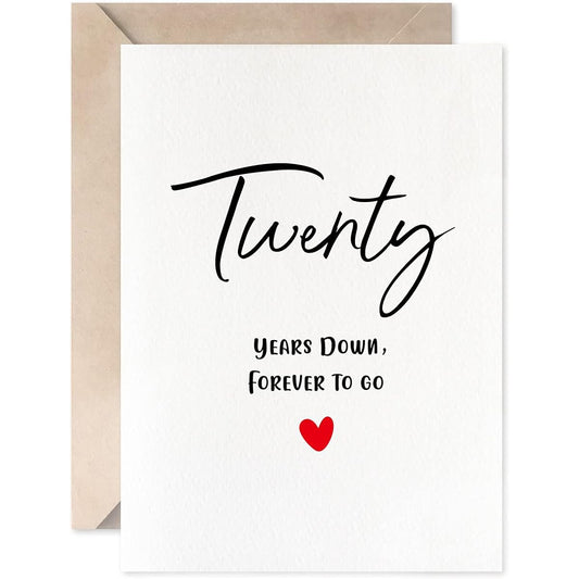 20th Anniversary Card 20 Years Down Forever To Go Romantic Valentine's Day Wedding Card for Couples