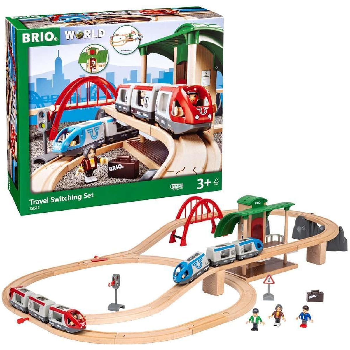 BRIO WORLD Travel Rail Set [42 pieces] Ages 3 and up (Electric train, toy, wooden, rail) 33512