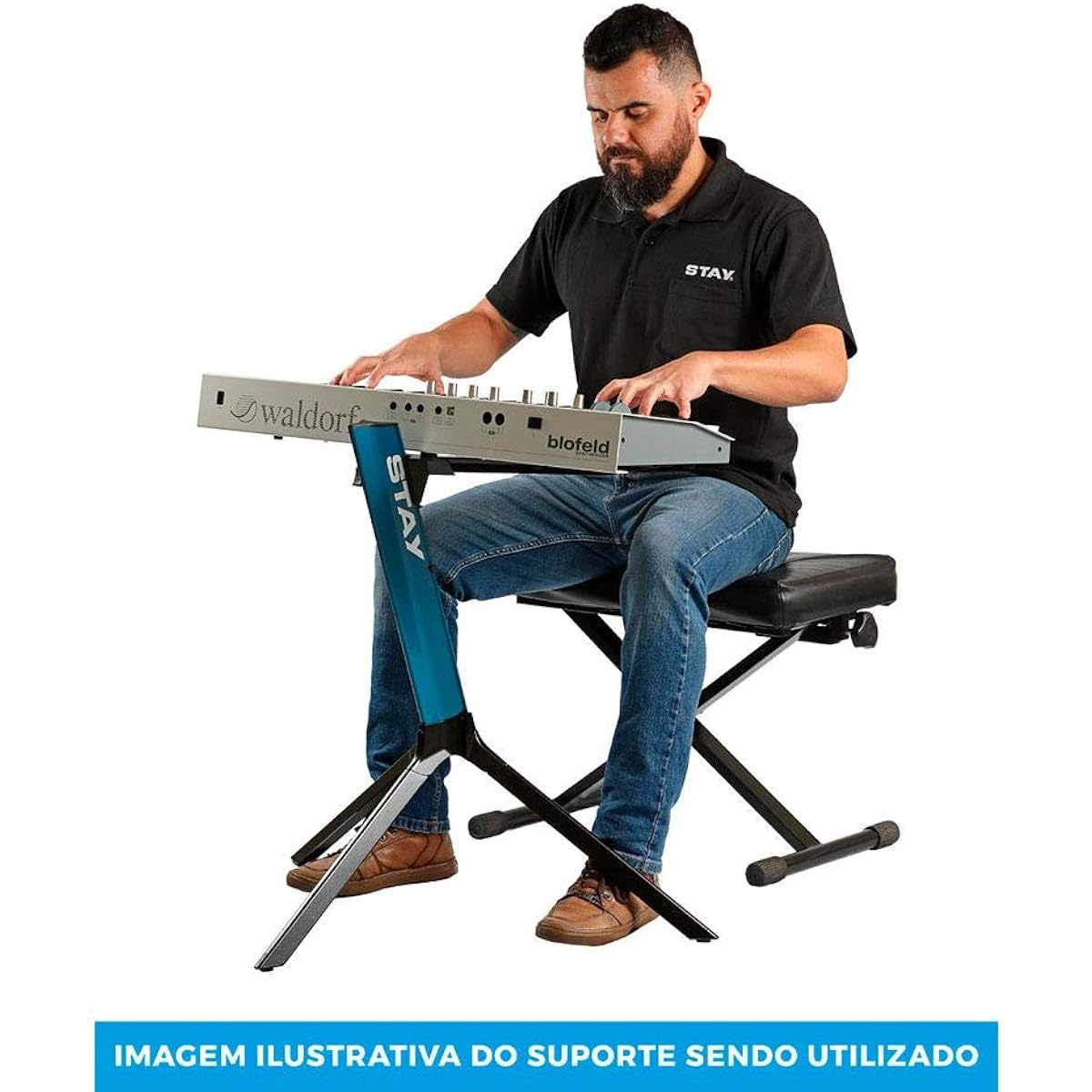 STAY MUSIC Compact Keyboard Stand with Bag - Red