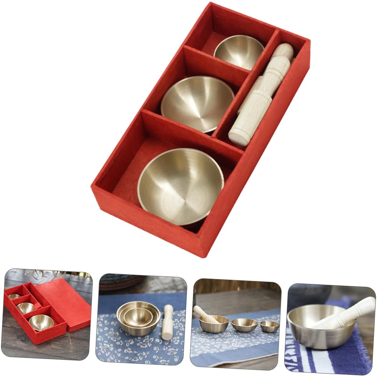 VINTORKY 1 Set Buddhist Music Bowl Tibetan Bowl Singing Bowl Mallet Light Mini Tibetan Singing Bowl Creative Singing Bowl Manual Buddha Singing Bowl