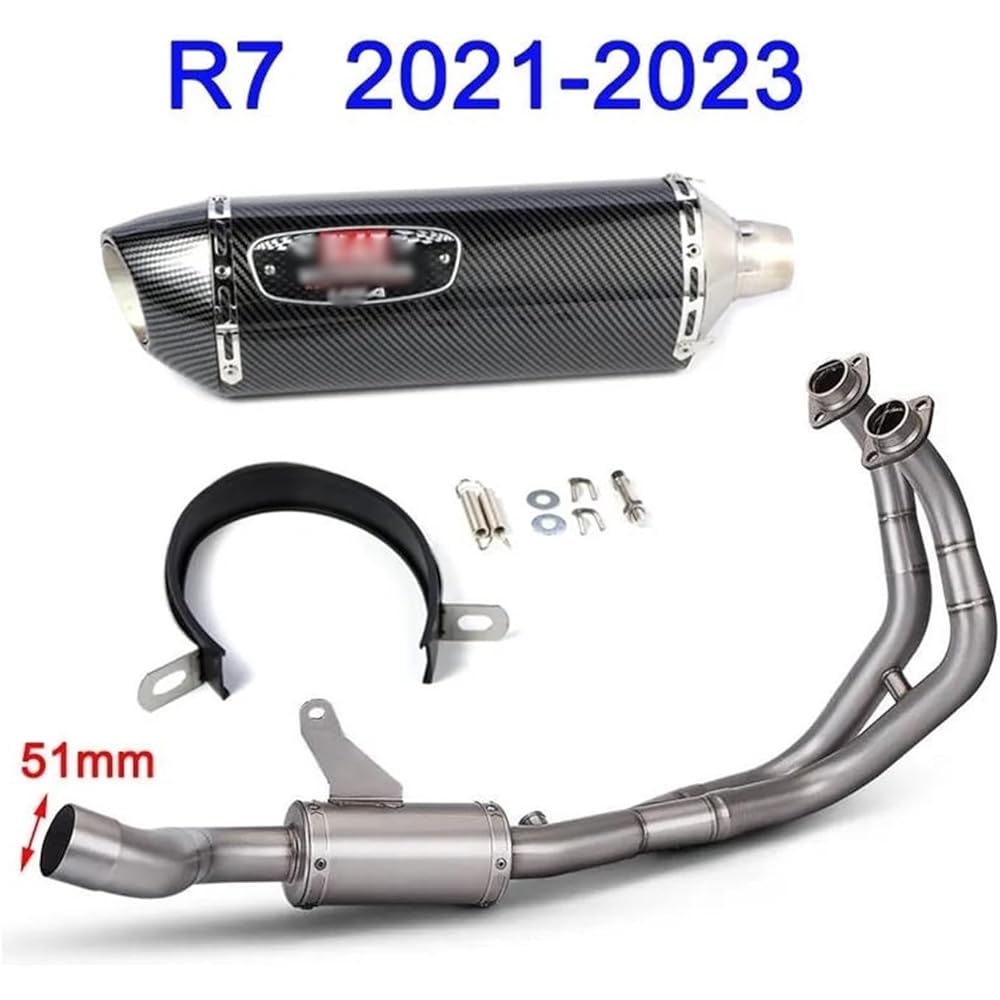 Muffler Motorcycle Muffler Fits R7 YZF-R7 2021 2022 2023 Exhaust Motorcycle Exhaust Muffler and Front Header Link Pipe (Color: D)