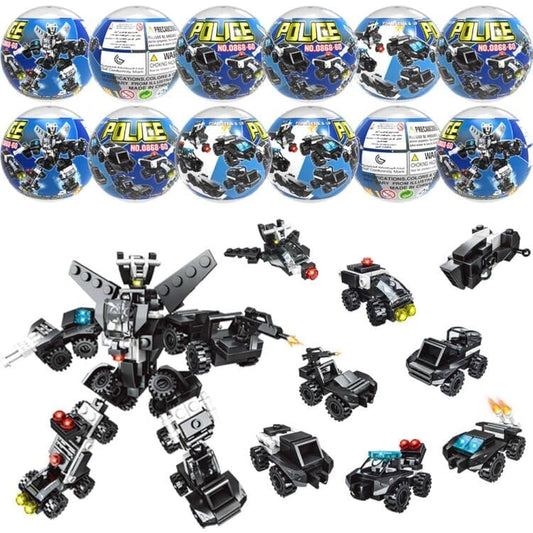 12pcs Pre-filled Easter Eggs with Robot Vehicle Building Blocks, Easter Egg Robot Car Toy Set for Kids Gifts, Easter Party Favors, Easter Basket Fillers, Easter Egg Hunts, Classroom Events
