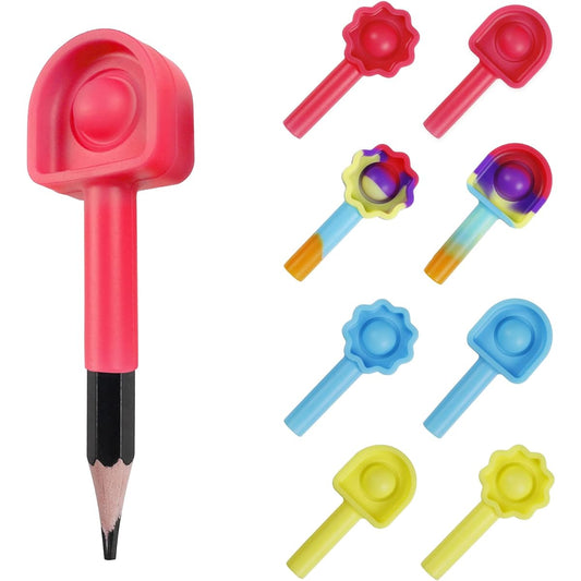 8 Pack Fidget Pencil Toppers for Kids Stress Relief Sensory Packs Push Bubble Fidget Toys Anti-Bite Pencil Tips for Adults Anxiety Autism