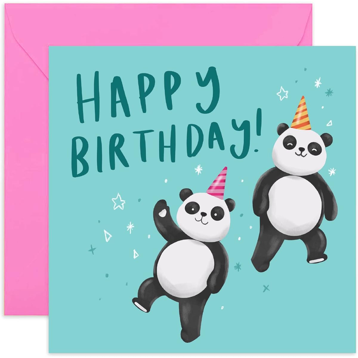 Old English Co. Happy Birthday Panda Card for Boy or Girl - Cute Kids Birthday Card with Panda Illustration - Playful Birthday Card for Kids, Niece, Nephew, Godchild | Blank Inside, Envelope Included