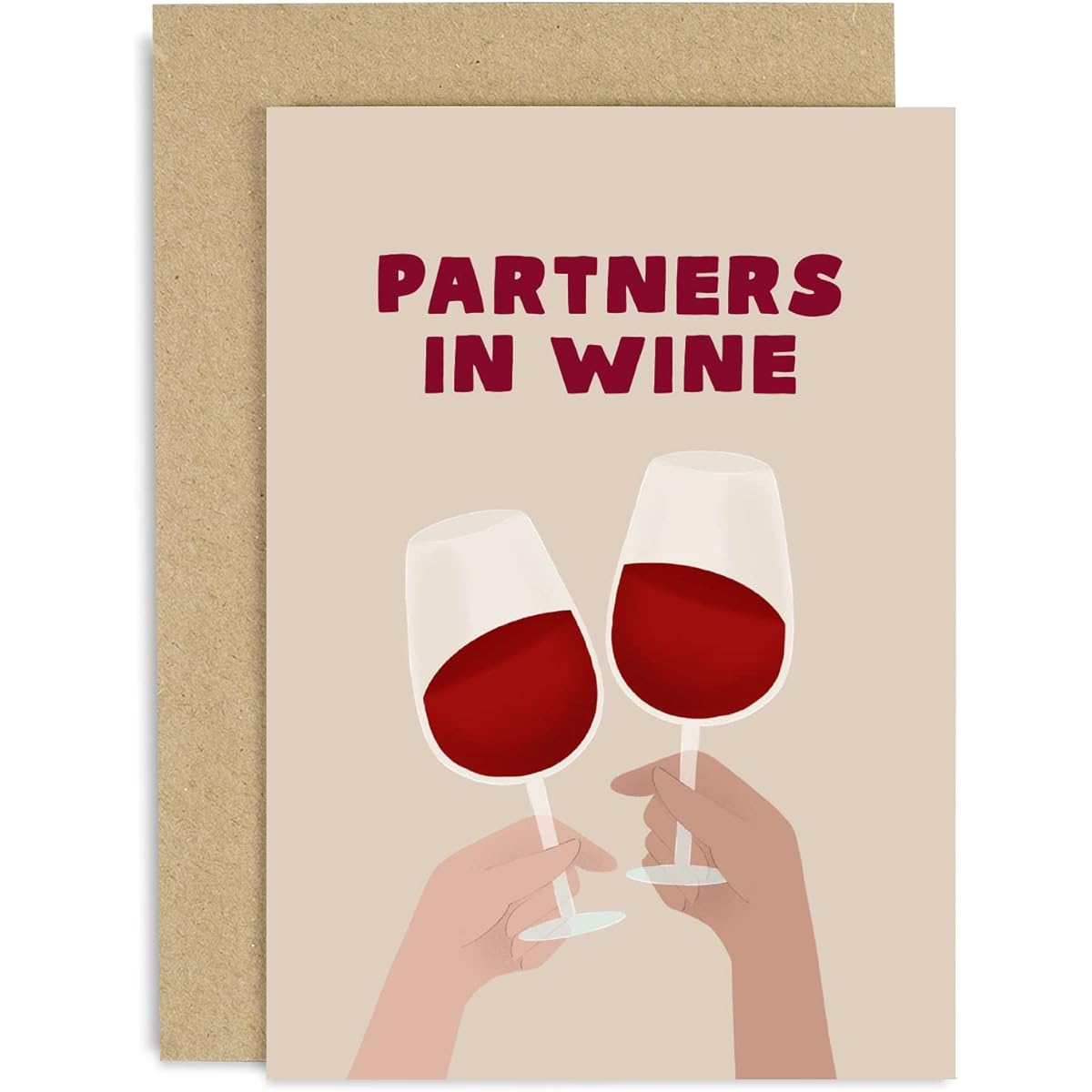 Old English Co. Funny Wine Birthday Card for Women and Men - 'Partners in Wine' Humorous Birthday Card for Him or Her - Fun Birthday Card for Best Friend, Sister, Coworker | Envelope Included