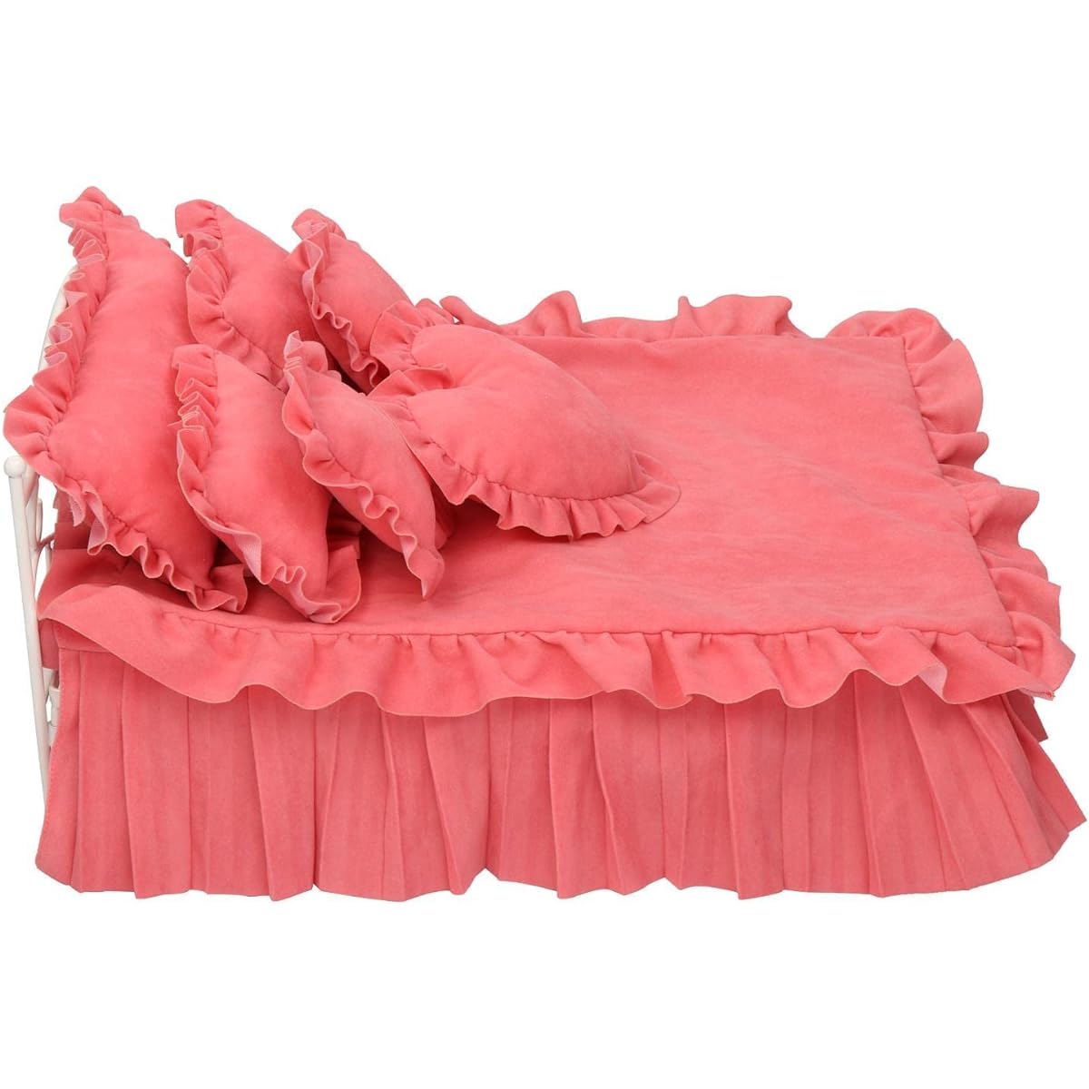DeeRace 1/6 Dollhouse Furniture Miniature Bed Double Bed Miniature Furniture Doll Furniture Dolls House Decoration Scene Accessories - Pink