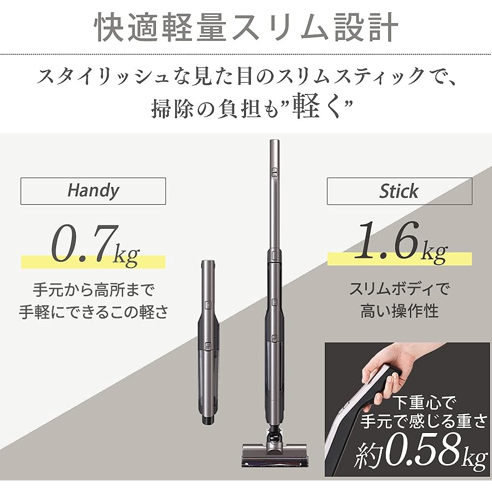 IRIS OHYAMA [2 in 1] IRIS OHYAMA Vacuum Cleaner Cordless Stick Cleaner Handy Self-propelled Power Head Just Place and Charge SCD-160P-T Brown Metallic
