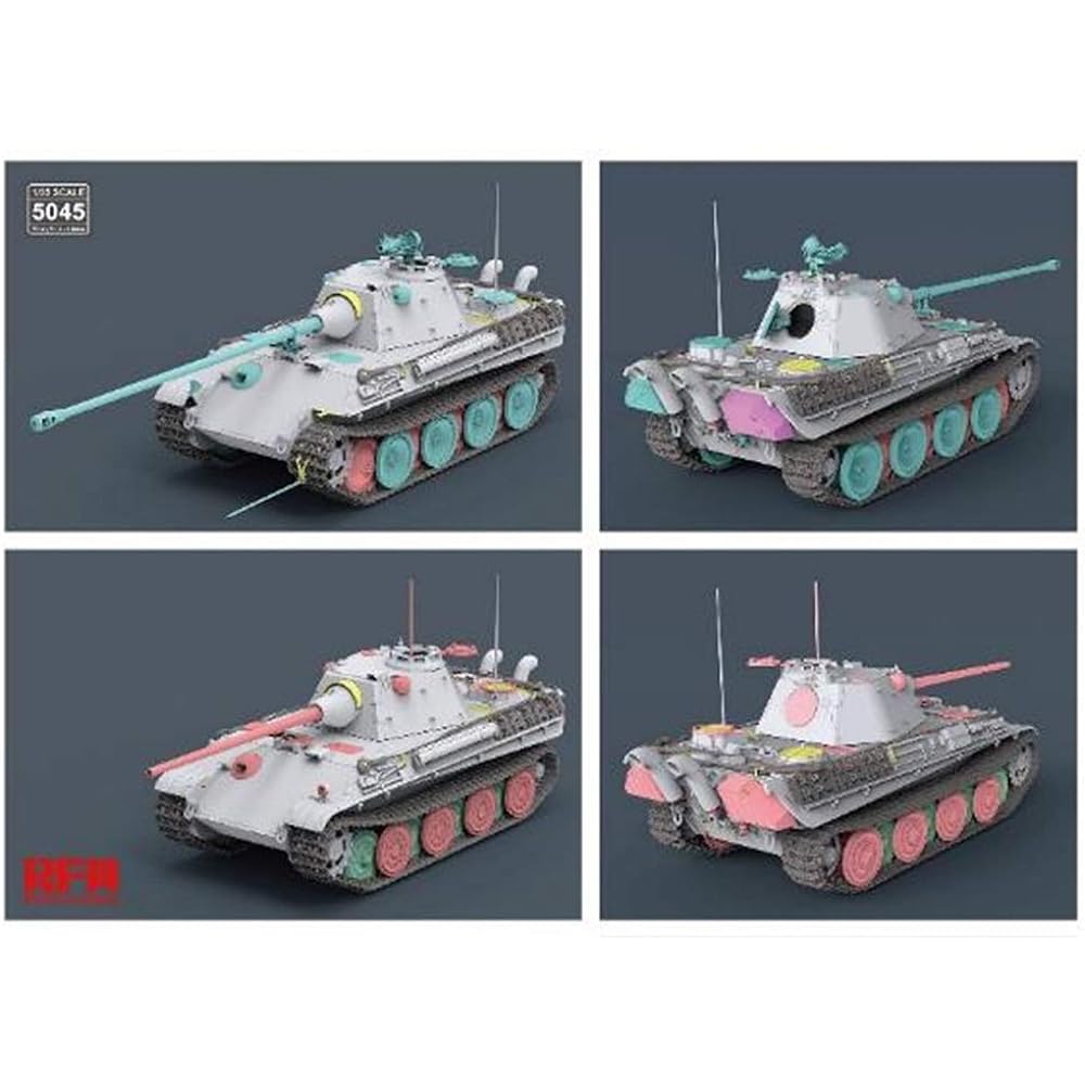 Ryfield Model 1/35 German Army Panther F Type w/Connection Assembly Movable Track Plastic Model RFM5045