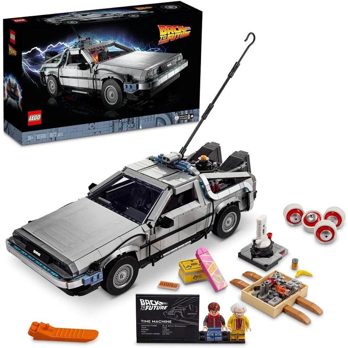 LEGO Back to the Future Delorean DMC-12 10300 for ages 18 and up, official domestic distribution