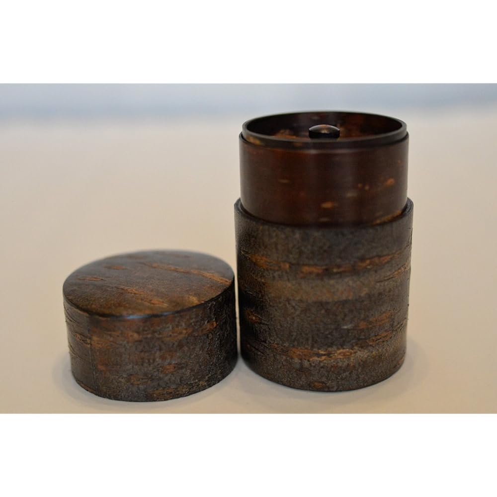 Fujiki Denshiro Shoten Leather Tea Canister (Large) Marbled Leather 30291 Diameter 8.3cm, Height 12cm