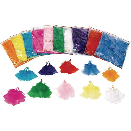 Colorations Single Color Craft Feathers Classroom Pack 5 oz - Variety Pack of Colorful Feathers for Arts & Crafts - Great for School or Home Learning