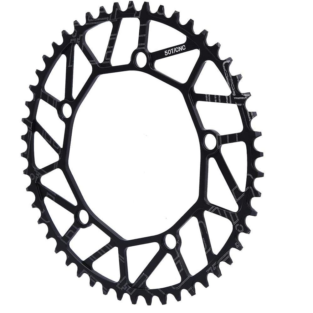 Bicycle Chainring Outdoor Positive Negative Teeth 130BCD Crank Single Disc Bike Single Speed Chainring 50.52.54 56 58T High Axial Strength Strong Compatibility Lightweight
